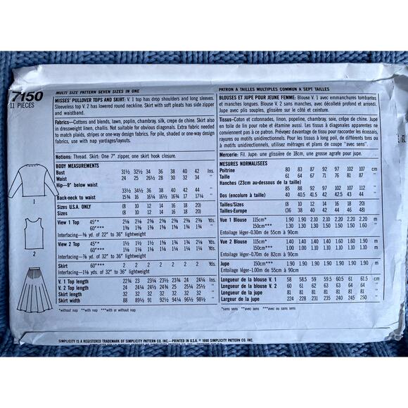 Simplicity 7150 Sewing pattern maxi skirt pullover top size 8-20 - Picture 3 of 5